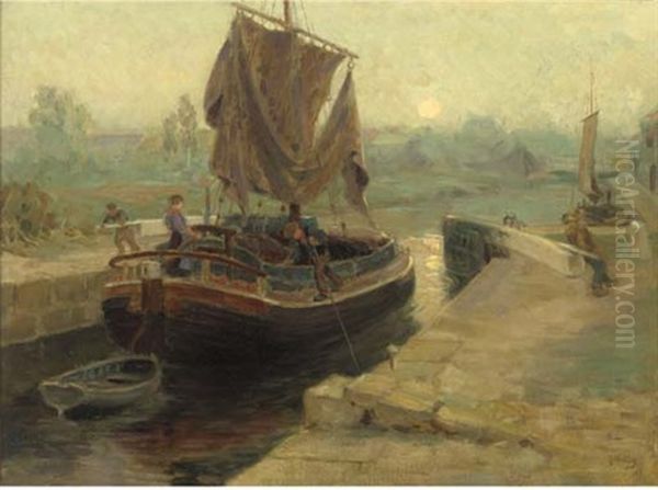 The Last Lock Of The Day Oil Painting by Ralph Hedley