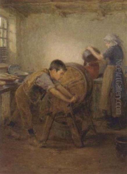 The Butterchurn Oil Painting by Ralph Hedley