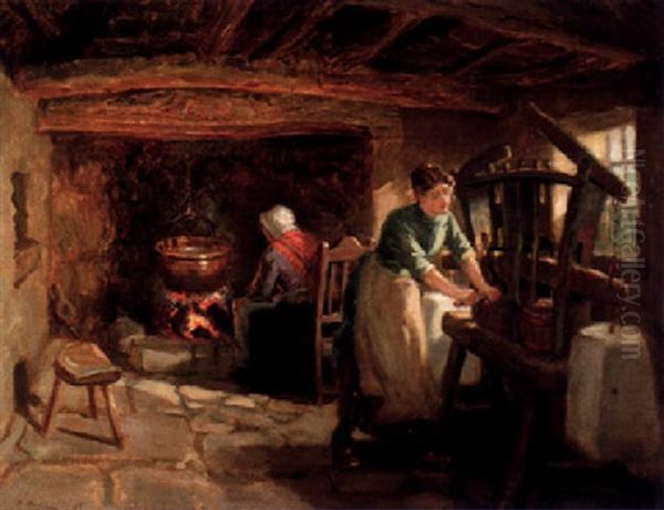 Interior Med Kvinnor Oil Painting by Ralph Hedley