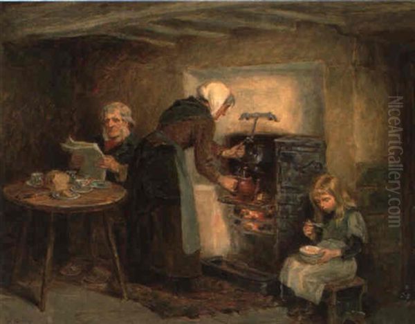 The Cotter's Kitchen Oil Painting by Ralph Hedley