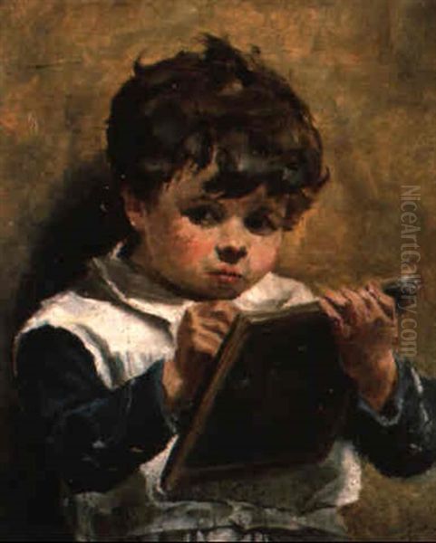 Portrait Of Fred Hedley, Youngest Son Of The Artist Oil Painting by Ralph Hedley