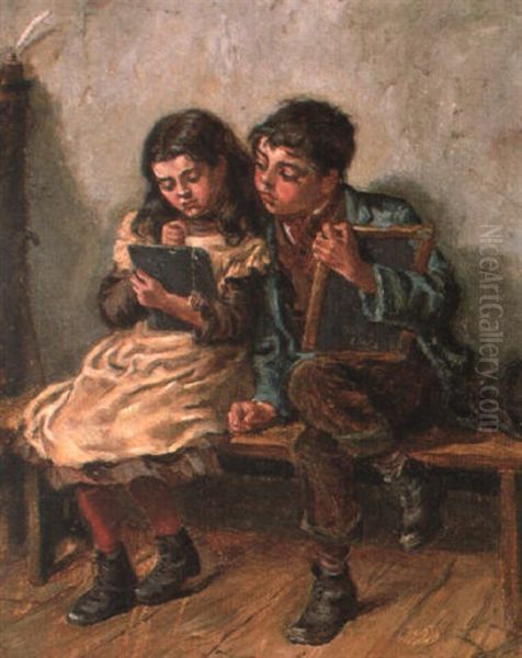 Comparing Notes Oil Painting by Ralph Hedley