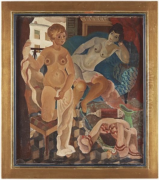 Les Baigneuses Oil Painting by Bertil Bull Hedlund