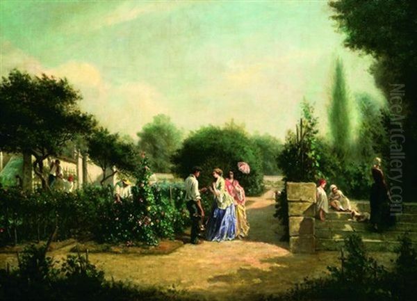 Elegantes Dans Un Jardin by Pierre-Edmond-Alexandre Hedouin