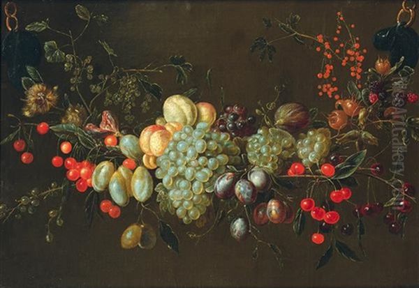 Guirlande De Fleurs Et De Fruits Oil Painting by Cornelis De Heem