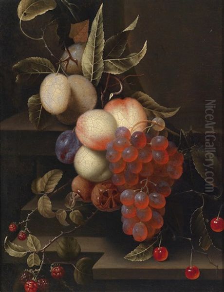 Fruchtestillleben Auf Einer Steinplatte Oil Painting by Cornelis De Heem