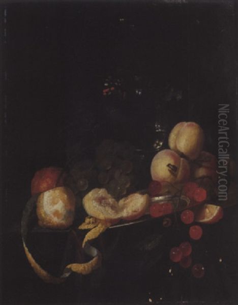 Nature Morte Aux Grappes De Raisin, Cerises Et Citron Oil Painting by Cornelis De Heem