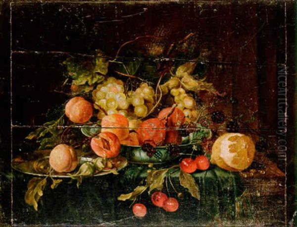 Still Life Of Fruit In A Kraak Porselein Bowl Oil Painting by Cornelis De Heem