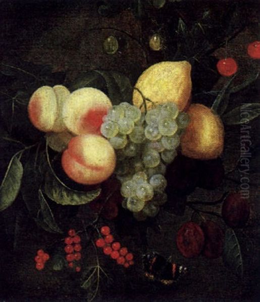 Stilleben Mit Fruchten Und Einem Schmetterling Oil Painting by Cornelis De Heem