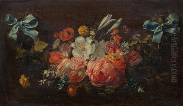 Garland Of Flowers Oil Painting by Jan Davidsz De Heem