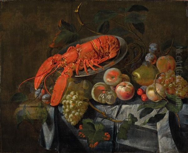 A Still Life With Lobster And Fruit by Jan Davidsz De Heem