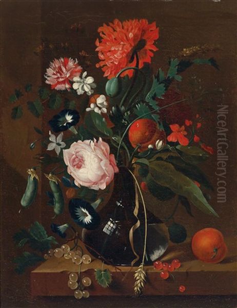 A Still Life Of Flowers And Fruit Oil Painting by Jan Davidsz De Heem