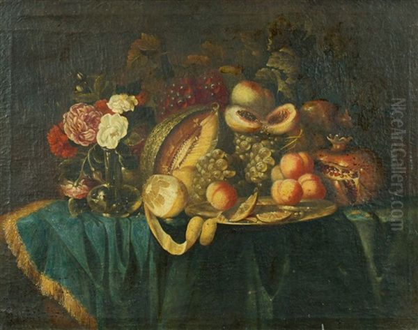 Fruchte- Und Blumenstillleben Oil Painting by Jan Davidsz De Heem