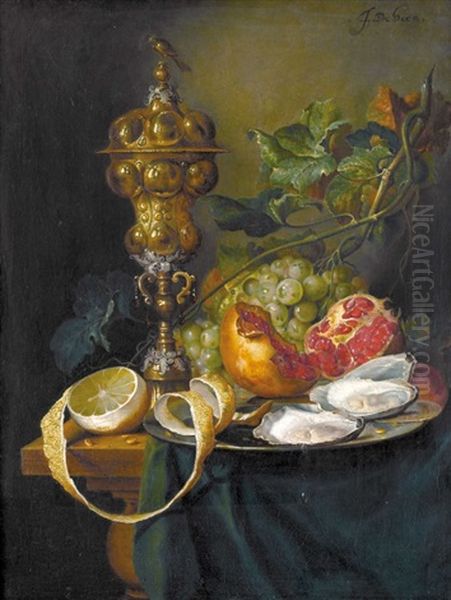 Prunkstillleben Mit Fruchten, Austern Und Buckelpokal Oil Painting by Jan Davidsz De Heem