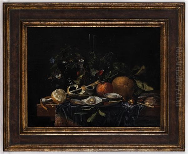 Nature Morte Aux Huitres Oil Painting by Jan Davidsz De Heem