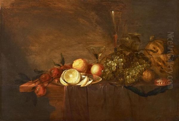 Stillleben Mit Obst Und Weinglasern Oil Painting by Jan Davidsz De Heem