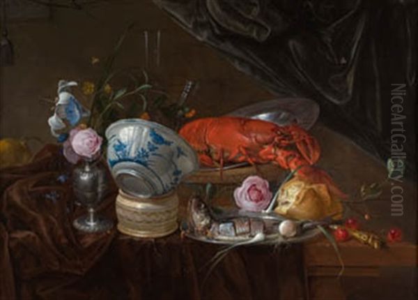 Naturaleza Muerta Con Langosta Oil Painting by Jan Davidsz De Heem