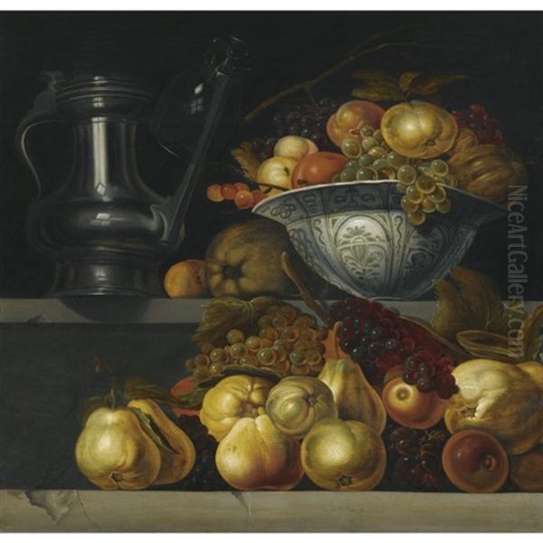 Still Life With Fruit And A Chinese Wan-li Dish Oil Painting by Jan Davidsz De Heem