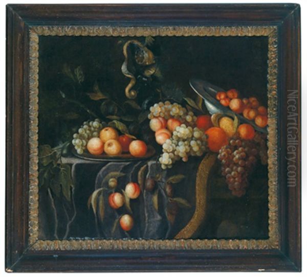 Stillleben Mit Weintrauben, Pfirsichen, Orangen Und Apfeln Oil Painting by Jan Davidsz De Heem