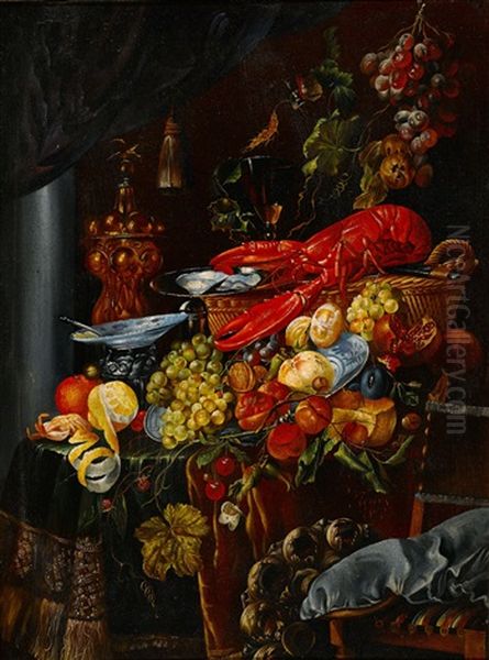 Still Life With Fruits And Lobster Oil Painting by Jan Davidsz De Heem