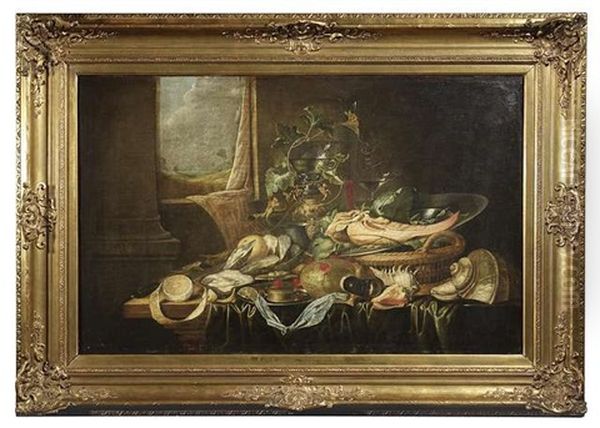 Prunkstillleben Mit Fruchten Und Austern Oil Painting by Jan Davidsz De Heem