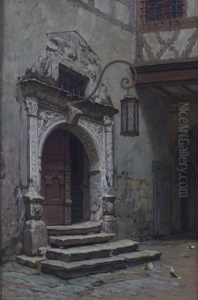 The Original Entrance To The Town Hall , Rothenburg Oil Painting by Elias Mollineaux Bancroft