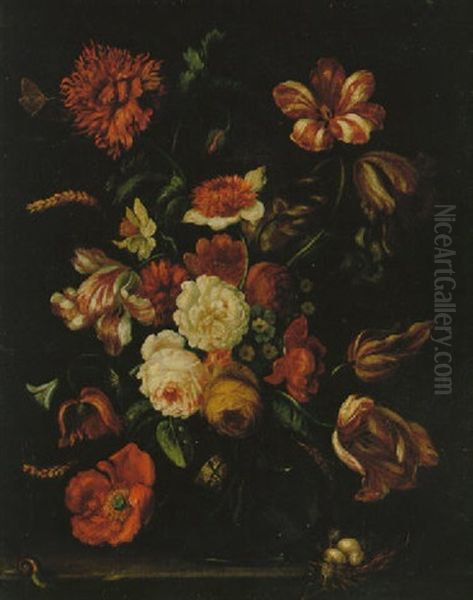 Stilleben Med Blommor I Glasvas Oil Painting by Jan Davidsz De Heem