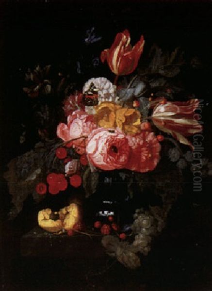 Stilleben Mit Fruchten, Insekten Und Blumen Oil Painting by Jan Davidsz De Heem