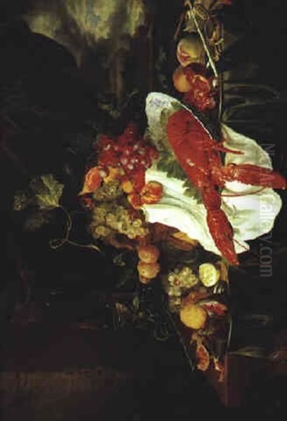 Stilleben Von Fruchten Und Einem Hummer In Einer Porzellanschale Oil Painting by Jan Davidsz De Heem