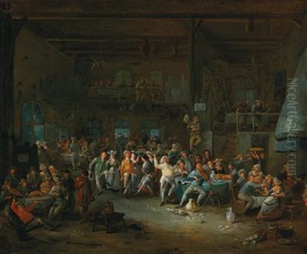 Tavern Interior With Merry Making Peasants Oil Painting by Egbert van Heemskerck the Elder