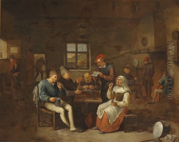 Tavern Scene With Peasants Oil Painting by Egbert van Heemskerck the Elder