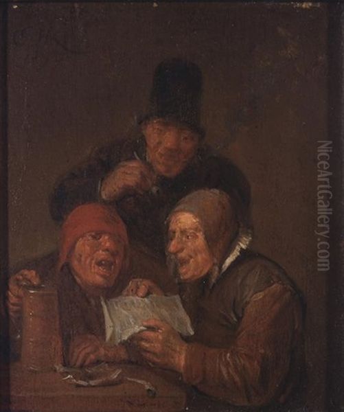 Boors Singing In A Tavern Oil Painting by Egbert van Heemskerck the Elder