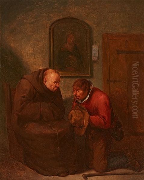 The Confession Oil Painting by Egbert van Heemskerck the Elder