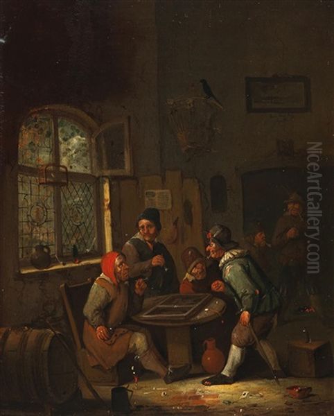 A Tavern Interior With Frolicking Peasants Oil Painting by Egbert van Heemskerck the Elder