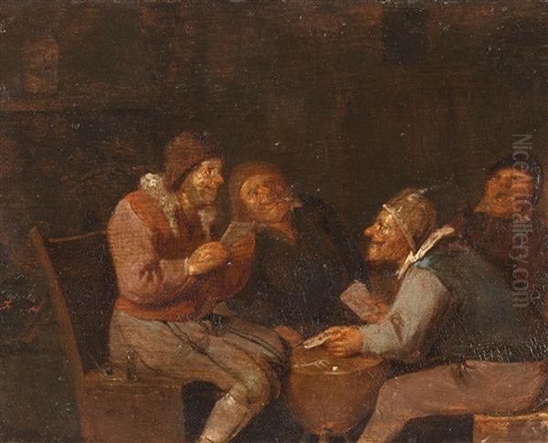 Kartenspielende Bauern In Einer Schenke Oil Painting by Egbert van Heemskerck the Elder