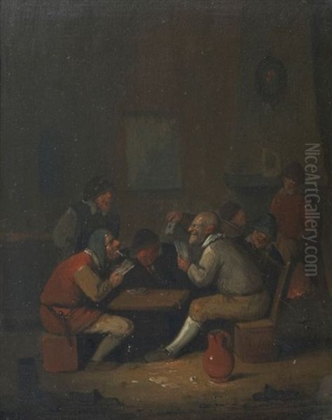 Les Joueurs De Cartes Oil Painting by Egbert van Heemskerck the Elder