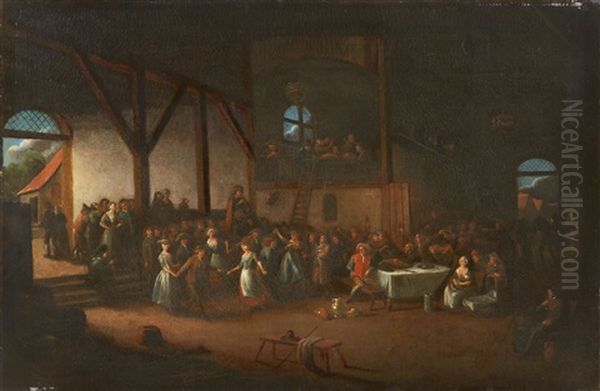 A Barn Interior With Peasant Festivities Oil Painting by Egbert van Heemskerck the Elder