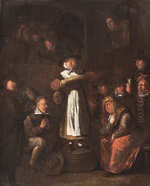 Zusammenkunft Einer Quakergemeinde Oil Painting by Egbert van Heemskerck the Elder