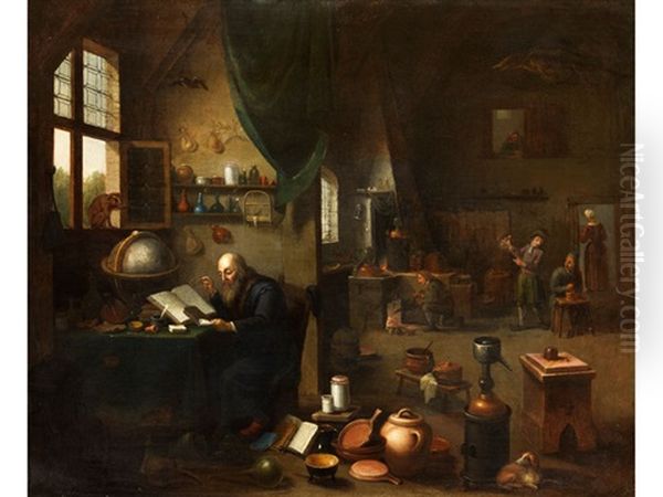 Im Studierzimmer Des Gelehrten Oil Painting by Egbert van Heemskerck the Elder