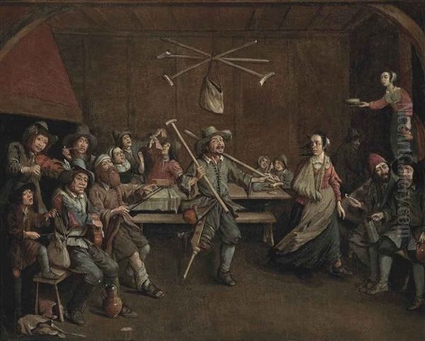 Peasants Merrymaking In A Tavern Oil Painting by Egbert van Heemskerck the Elder