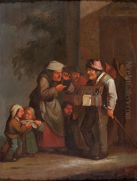 Kirmesverkaufer Umringt Von Bauersleuten Und Kindern Oil Painting by Egbert van Heemskerck the Elder