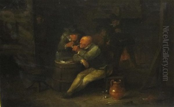 Topers In A Tavern (+ At A Tavern Table; Pair) Oil Painting by Egbert van Heemskerck the Elder