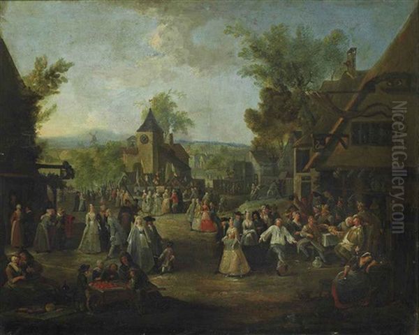 A Town Kermesse Oil Painting by Egbert van Heemskerck the Elder