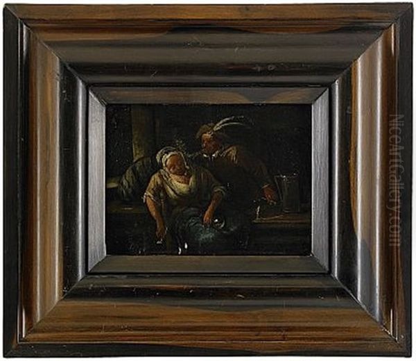 Vardshusinterior Med Rokande Par Oil Painting by Egbert van Heemskerck the Elder