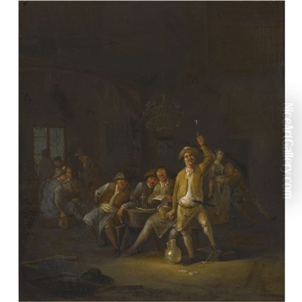 A Tavern Interior With Peasants Drinking And Singing by Egbert van Heemskerck the Elder