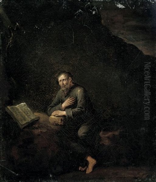 Saint Jerome In The Wilderness Oil Painting by Egbert van Heemskerck the Elder