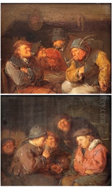 Les Fumeurs Dans Une Taverne (pair) Oil Painting by Egbert van Heemskerck the Elder