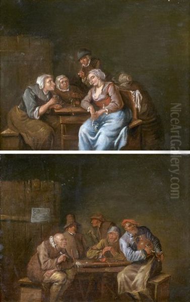 Interieurs De Taverne (pair) Oil Painting by Egbert van Heemskerck the Elder