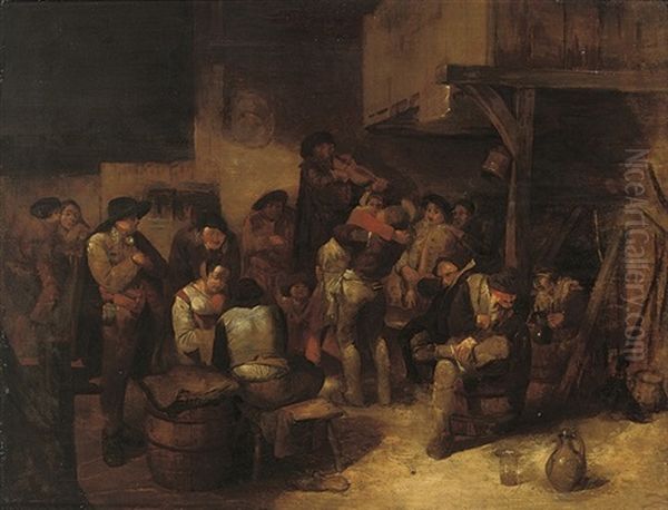 Boors In A Tavern Oil Painting by Egbert van Heemskerck the Elder