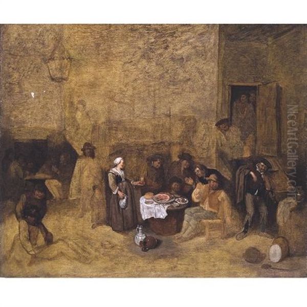 Peasants In A Tavern Oil Painting by Egbert van Heemskerck the Elder